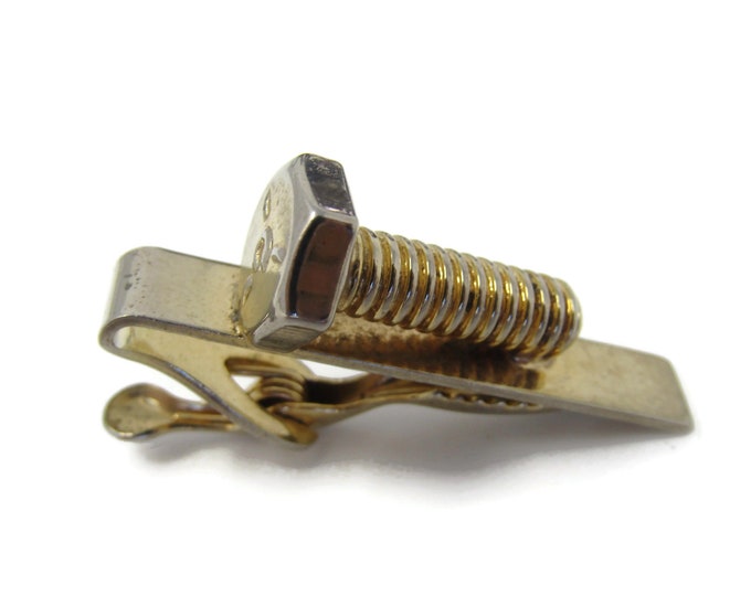 Screw Bolt Tie Clip Tie Bar: Vintage Gold Tone - Stand Out from the Crowd with Class