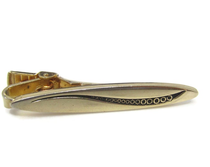 Circles in Wavy Line Tie Clip Tie Bar: Vintage Gold Tone - Stand Out from the Crowd with Class