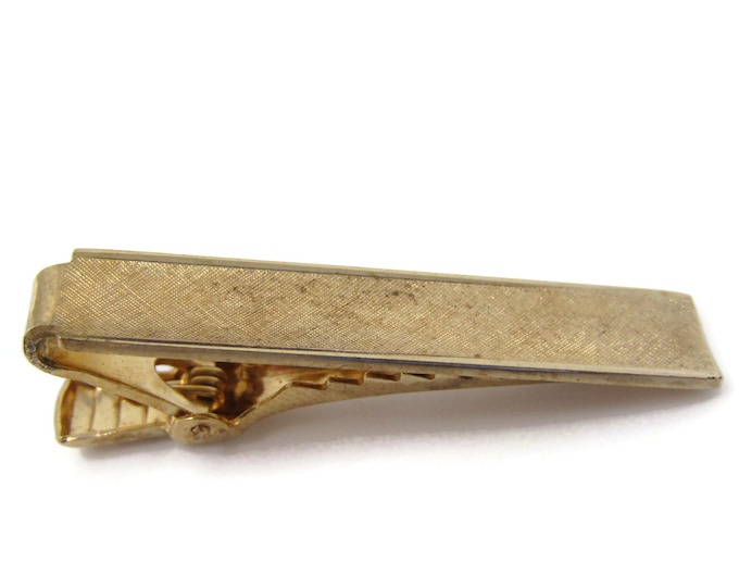 Textured Curved Tie Clip Tie Bar: Vintage Gold Tone - Stand Out from the Crowd with Class