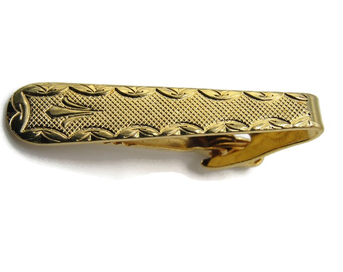 Vintage Tie Clip Tie Bar Gold Tone Smooth Classic Modernist Men's Jewelry