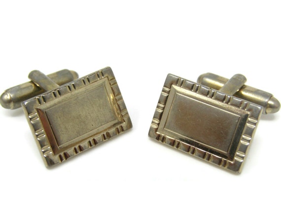 Rectangle Segmented Border Cufflinks for Men's Vi… - image 3
