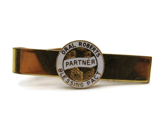Oral Roberts Tie Clip Blessing Pact Religion Tie Bar Gold Tone Men's Jewelry