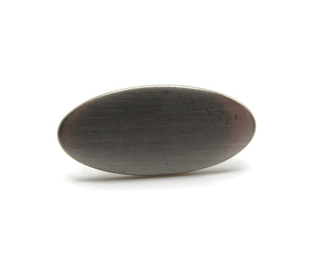 Oval Brushed Finish Industrial Design Modernist Silver Tone Tie Clip Tie Bar Men's Jewelry