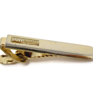 Vintage Tie Clip Tie Bar: Modernist Accent Gold Tone