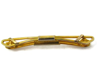 Tie Collar Bar Vintage Gold Tone Clip Excellent Design