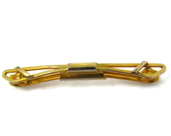 Tie Collar Bar Vintage Gold Tone Clip Excellent Design