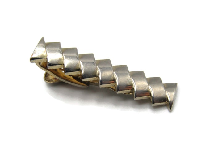 Geometric Overlay Pattern Classic Design Silver Tone Retro Tie Clip Tie Bar Men's Jewelry