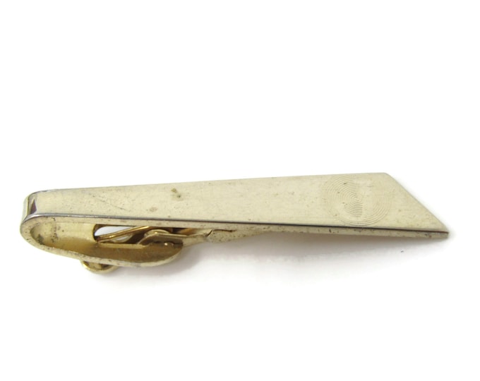 J Letter Initial Art Deco Wedge Tie Clip Bar Gold Tone Vintage Men's Jewelry Nice Design