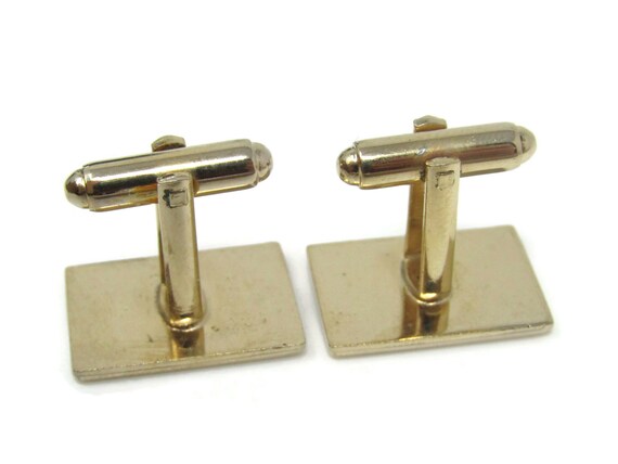 Vintage Brass Tone Cufflinks: Textured Overlappin… - image 5