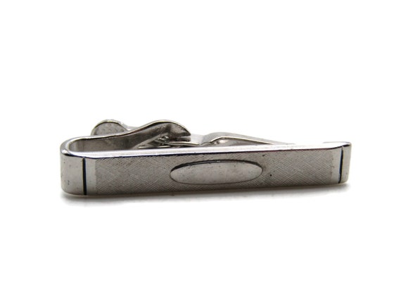 Textured And Oval Center Tie Clip Tie Bar Men's Jewelry Silver Tone