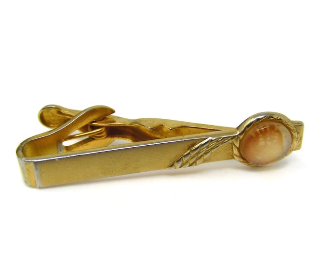 Cool Tie Clip Vintage Tie Bar Peach Color Accent Gift for Dad Son Husband Boyfriend