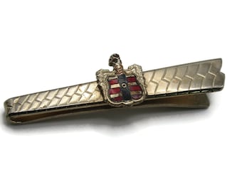 Shield Enamel Crest Black White Eagle Bird Design Tie Clip Tie Bar Men's Jewelry
