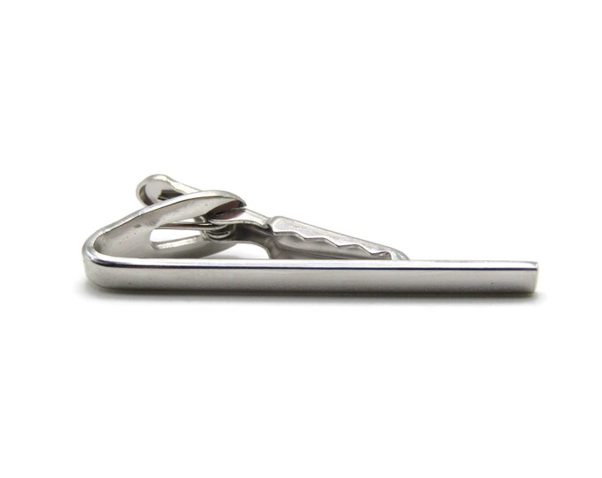 Classic Straight Bar Silver Tone Modernist Tie Clip Tie Bar Men's Jewelry