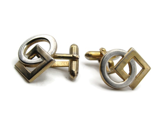 Interlocking Square And Circle Cuff Links Men's J… - image 1