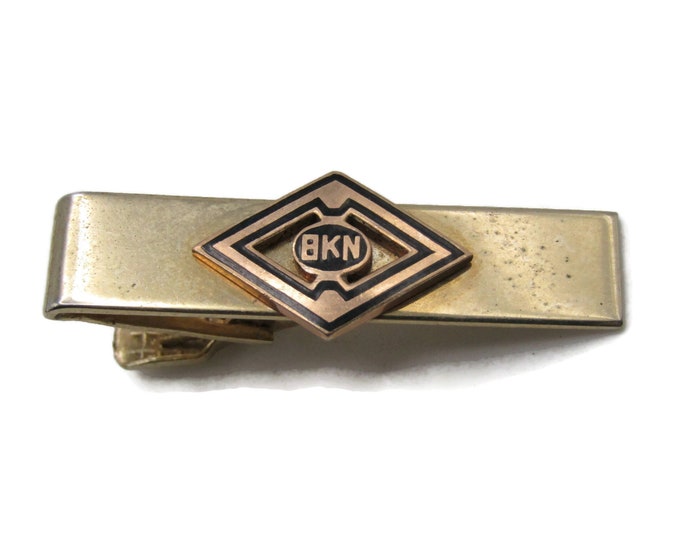 BKN Letter Initial Monogram Tie Clip Tie Bar Men's Jewelry Gold Tone