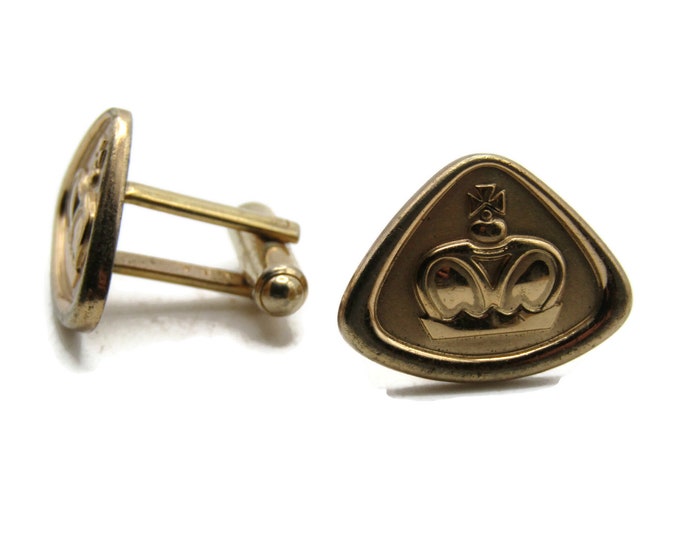 Triangle Crown Center Cuff Links Men's Jewelry Gold Tone