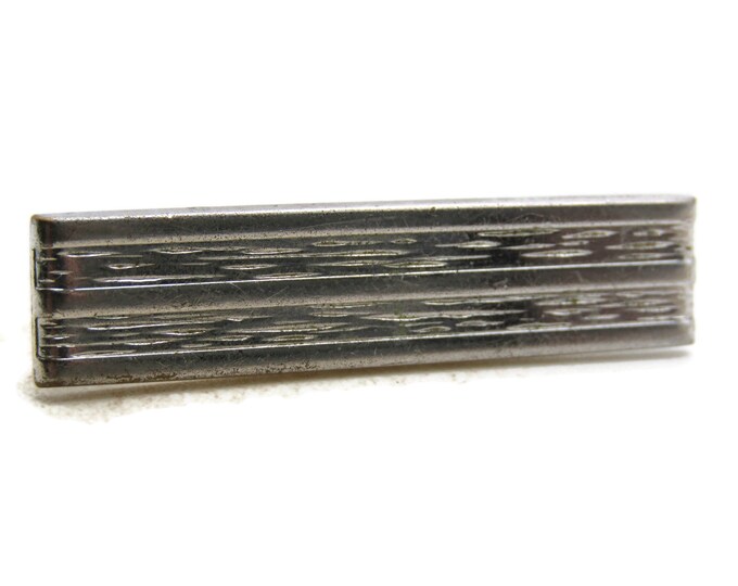 Textured And Horizontal Bars Tie Clip Modernist Tie Clip Men's Jewelry Silver Tone