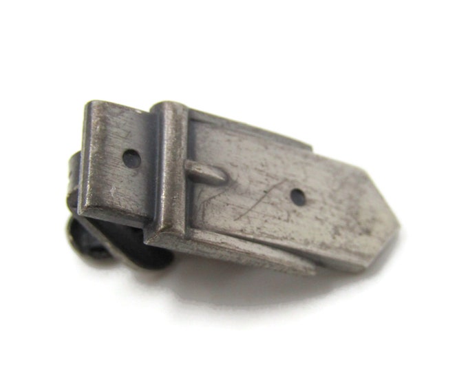 Small Belt Buckle Tie Clip Bar Silver Tone Vintage Men's Jewelry Nice Design