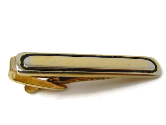Cool Tie Bar Tie Clip Vintage Gold Tone Cool Desi… - image 1
