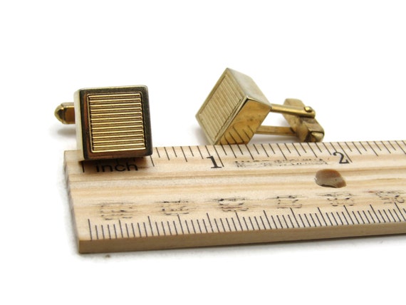 Horizontal Lines Square Block Cuff Links Men's Je… - image 4