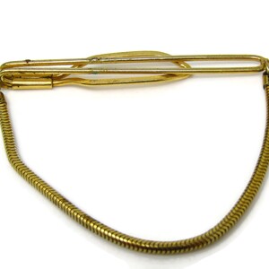 Chain Gold Tone Tie Clip Men&#39;s Vintage Tie Bar Excellent Design