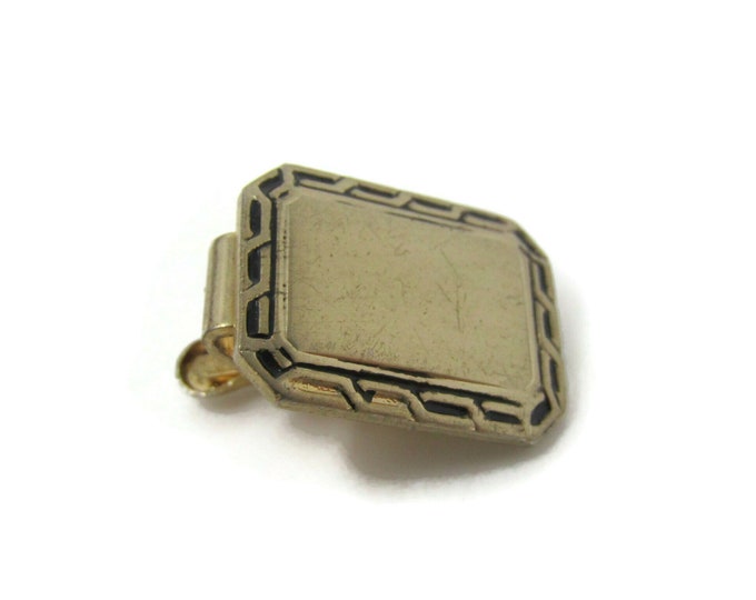 Small Fancy Square Tie Bar Clip Gold Tone Vintage Men's Jewelry Nice Design
