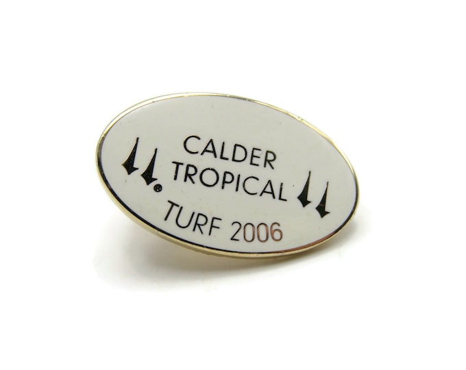Calder Tropical Turf 2006 Tie Clip Tie Bar White Front Gold Tone Men's Jewelry
