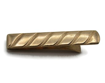 Diagonal Lines Tie Bar Tie Clip Men's Jewelry Gold Tone