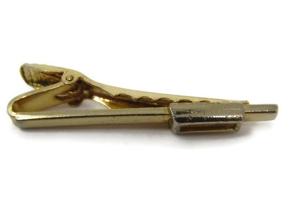 Rectangle Accent Tie Clip Vintage Tie Bar: Gold T… - image 2