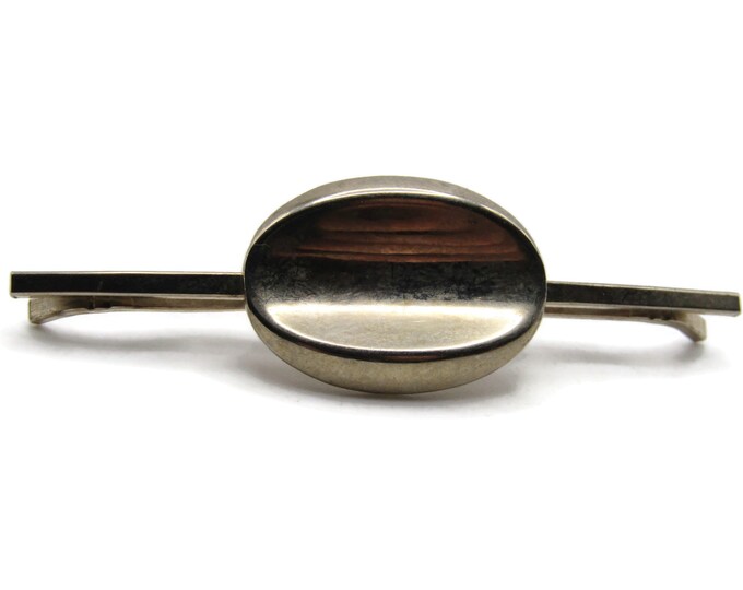 Concave Oval Tie Clip Tie Bar Men's Jewelry Silver Tone
