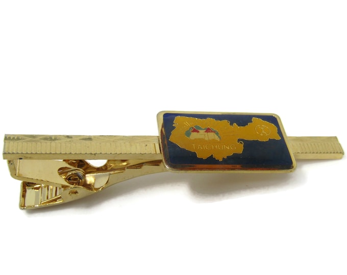 Taichung Taiwan Tie Clip Tie Bar: Vintage Gold Tone Blank - Stand Out from the Crowd with Class