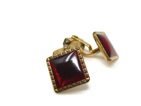 Men's Cufflinks Set Vintage Deep Red High Quality - image 6