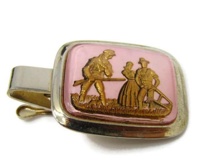 Vintage Tie Clip Bar for Men: Homestead Frontier Farmer Rifleman Pilgrim Design