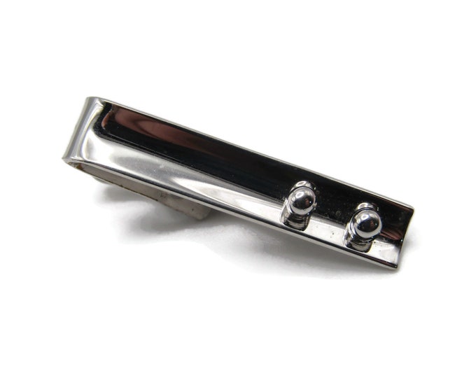 Raised Dot Circles Silver Tone Classic Design Tie Bar Tie Clip Men's Jewelry