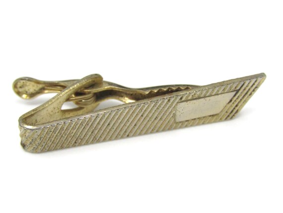 Diagonal Grooves Tie Clip Tie Bar: Vintage Gold Tone - Stand Out from the Crowd with Class