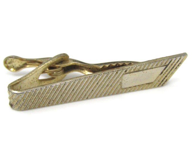 Diagonal Grooves Tie Clip Tie Bar: Vintage Gold Tone - Stand Out from the Crowd with Class