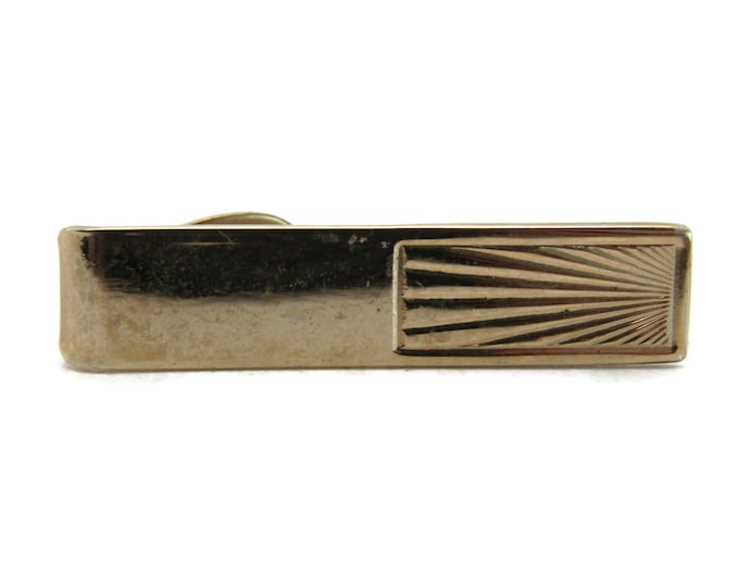 Sun Burst Etched Tie Clip Industrial Tie Bar Gold Tone Men's Jewelry