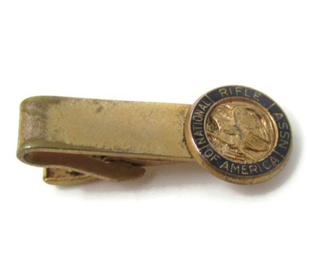 NRA National Rifle Association Tie Clip Bar Gold Tone Vintage Men's Jewelry Nice Design