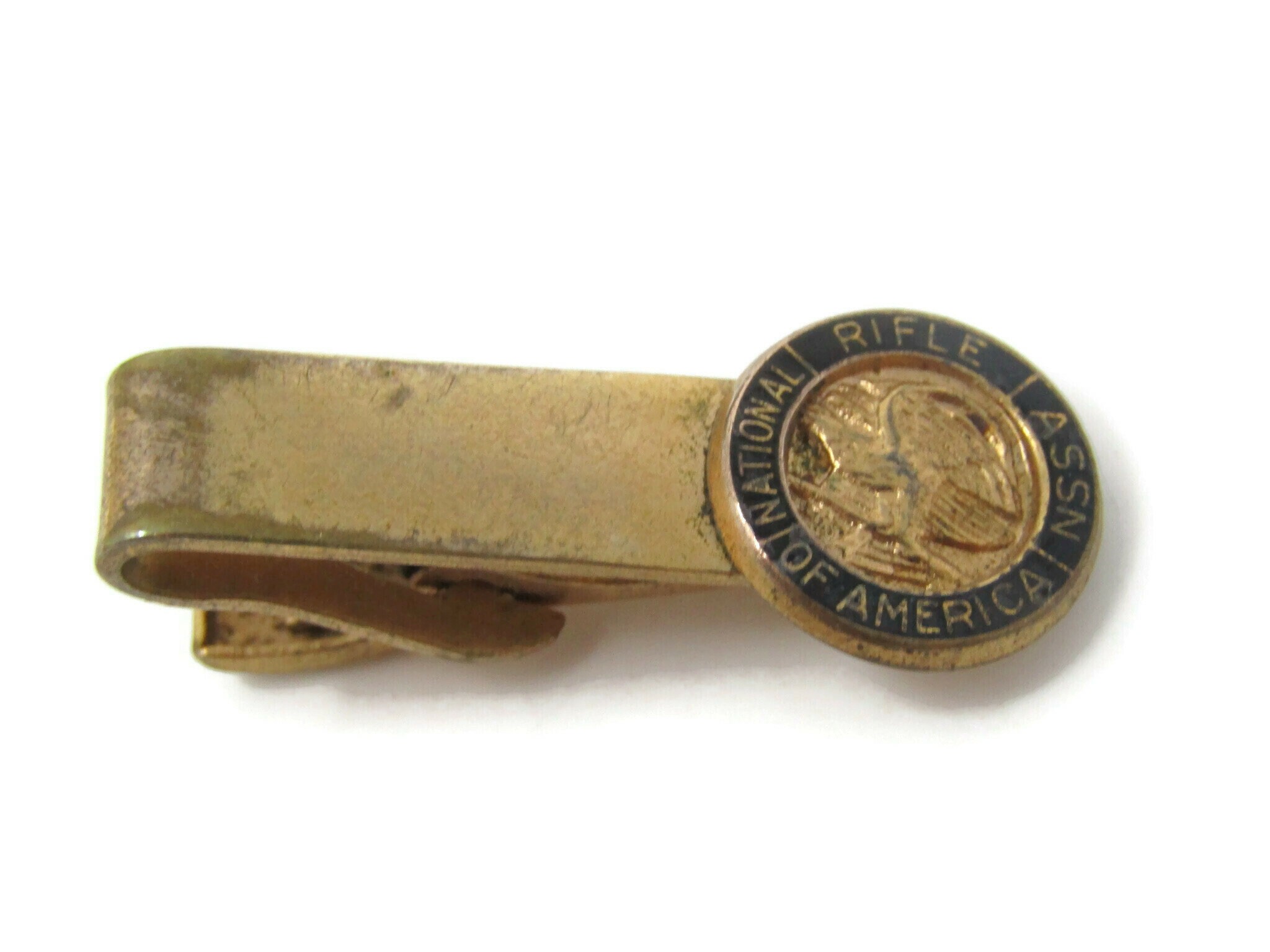Vintage National Rifle Association NRA Tie Bar Clip gold tone and