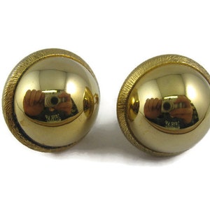 Vintage Cufflinks for Men: Bold Gold Tone Domes Textured Border