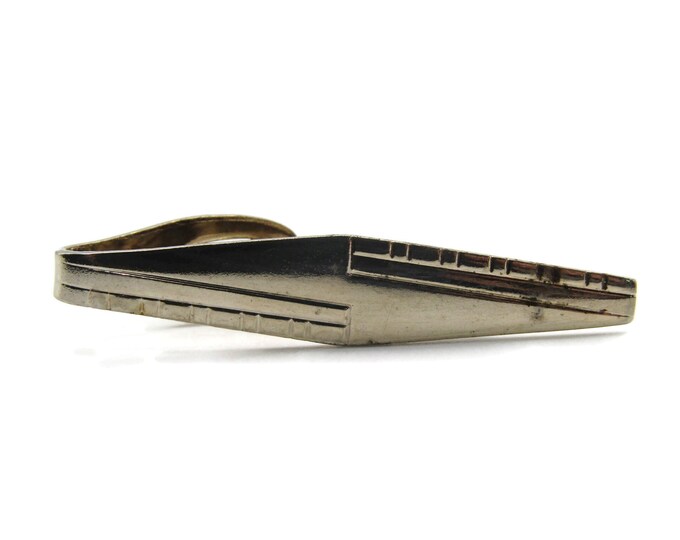 Diamond Shape Geometric Patterns Silver Tone Retro Tie Bar Tie Clip Men's Jewelry