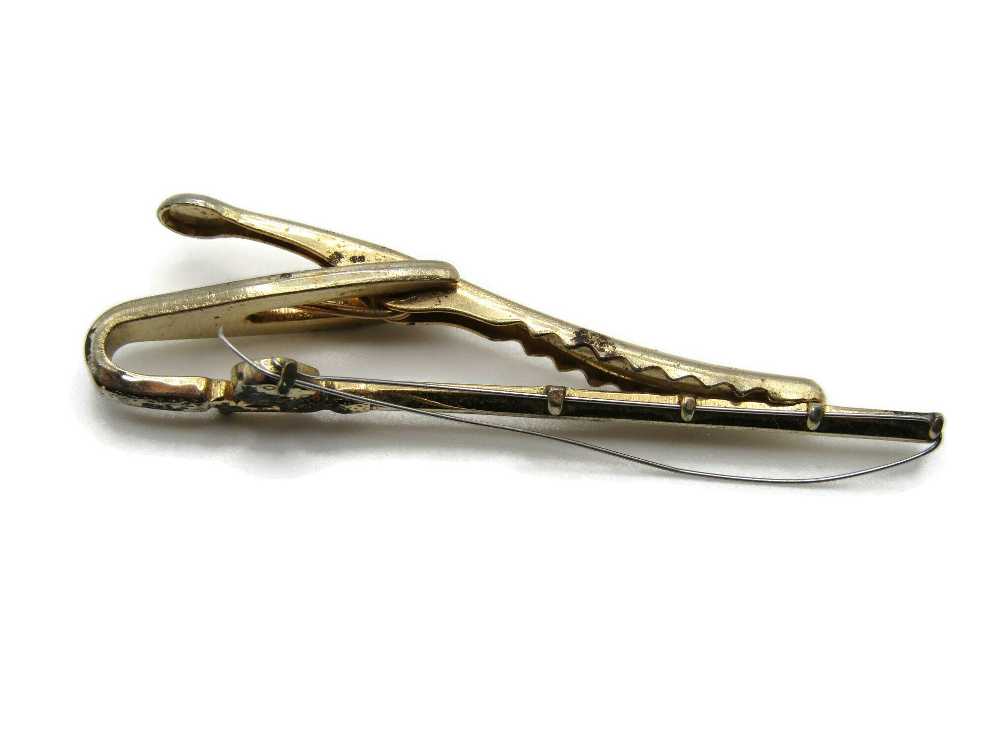 Fishing Rod Sport Fly Fishing Gold Tone Tie Bar Tie Clip Men's Jewlery