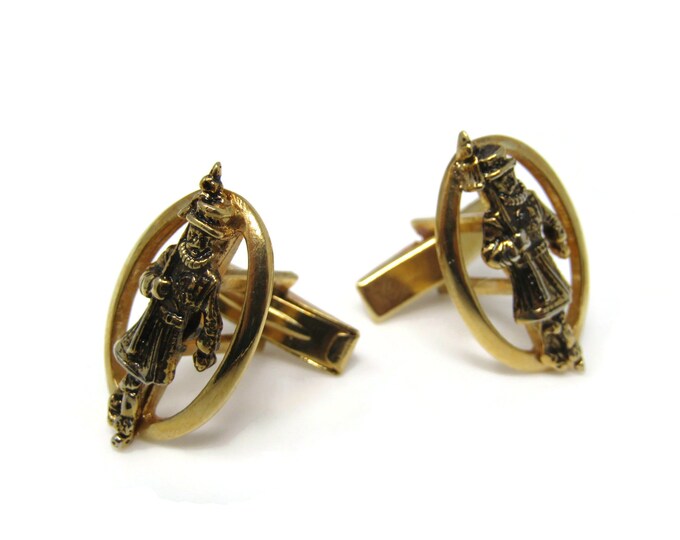 European Guard Men's Cufflinks: Vintage Gold Tone - Stand Out from the Crowd with Class