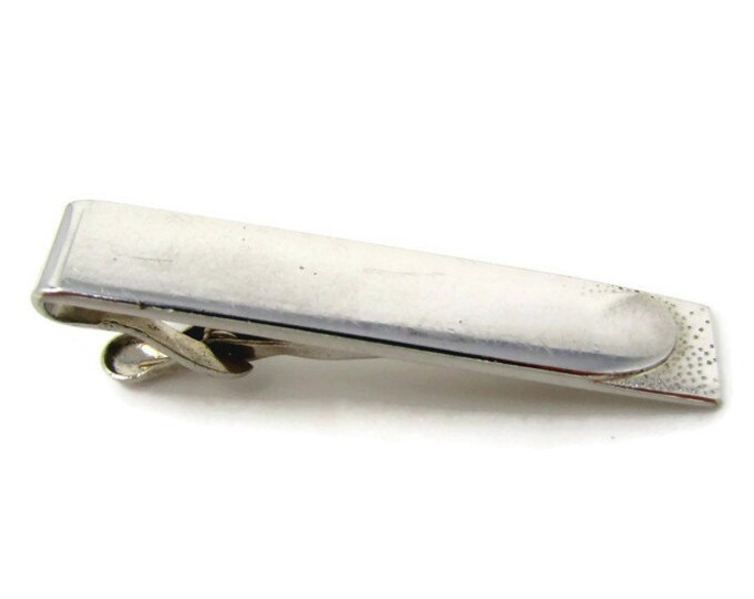 Modernist Tip Tie Clip Vintage Tie Bar: Silver Tone