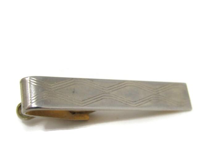 Wavy Lines Tie Clip Bar Gold Tone Vintage Men's Jewelry Nice Design