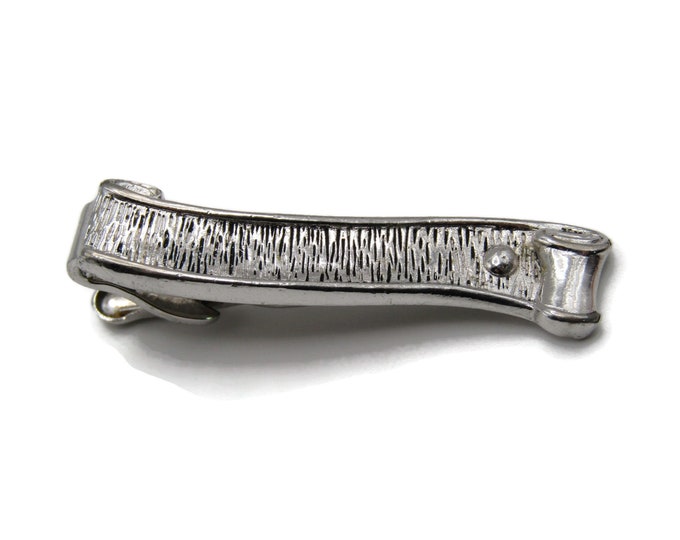 Scroll Design Silver Tone Textured Tie Bar Tie Clip Men's Jewelry