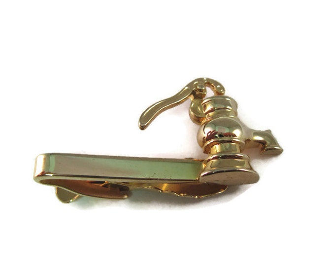 Vintage Men's Tie Bar Clip Jewelry: Water Pump Gold Tone Design