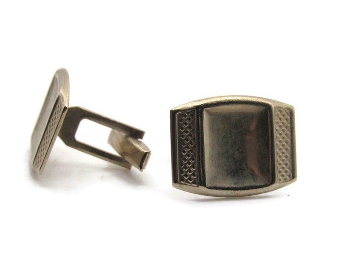 Textured Edge Rectangle Cuff Links Men's Jewelry Gold Tone