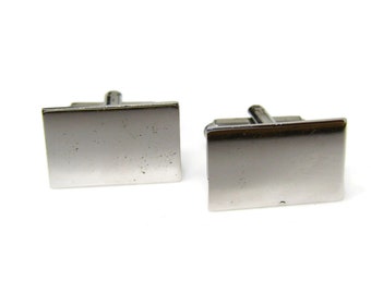 Vintage Cufflinks for Men: Rectangle Silver Tone Design