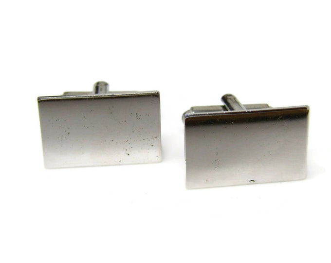 Vintage Cufflinks for Men: Rectangle Silver Tone Design